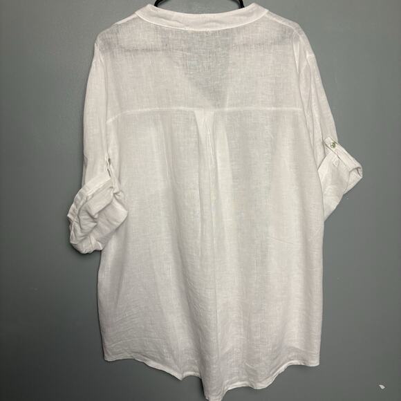 Puro Lino Women’s 100% Linen Oversized Cuffed Sleeve Shirt Resort Button Italy - Picture 5 of 8